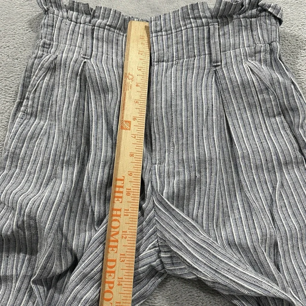 Banana Republic Pants Women's 0 Wide Leg High Rise Linen Blend Light Blue Stripe